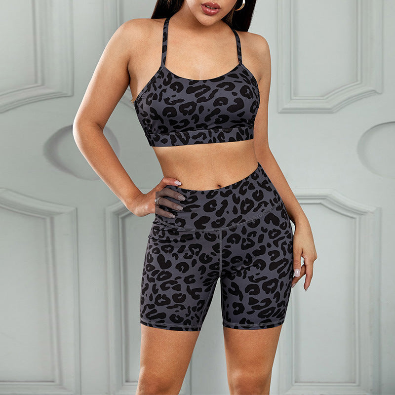 New Style Yoga Suits Sports Fitness Leopard Print Suit Ladies Fitness Suit - One Stop Shop