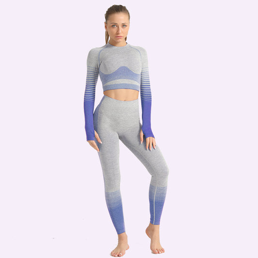 LANTECH Women Yoga Sets Gym Fitness Athletic 2 Pcs Sports Suits Set Pants Leggings Sportswear Leggings Seamless Sports Shirts - One Stop Shop